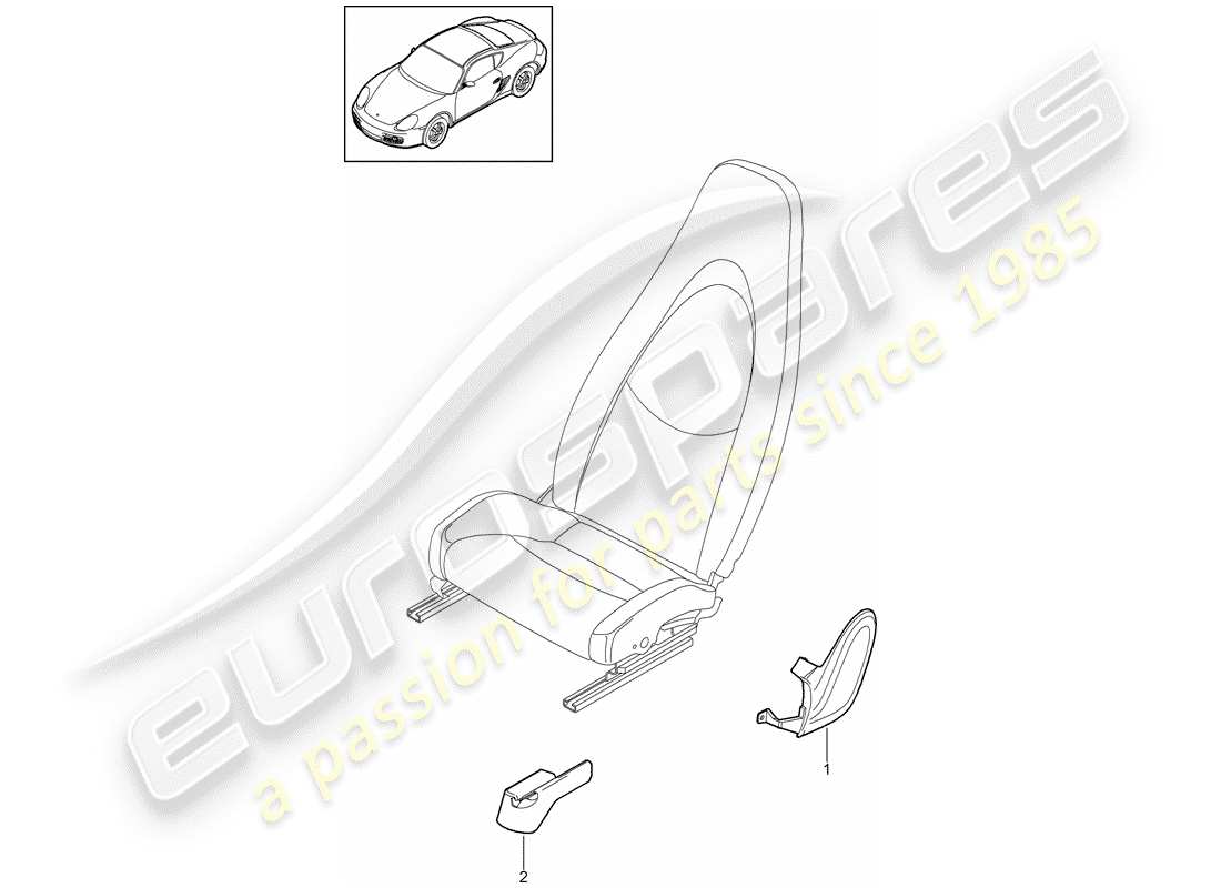 porsche cayman 987 (2009) diagrama de piezas del asiento delantero