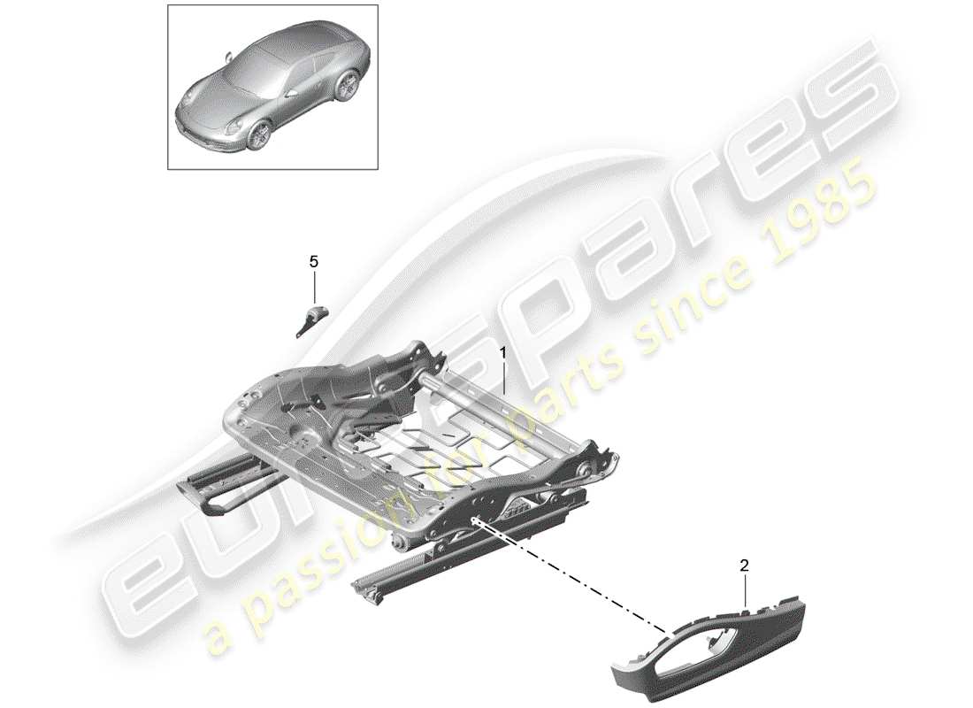 porsche 2014 (991-1) estructura del asiento diagrama de piezas
