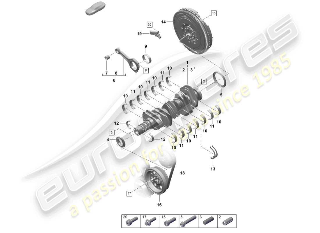 porsche 2020 (718 cayman) cigüeñal biela volante diagrama de piezas