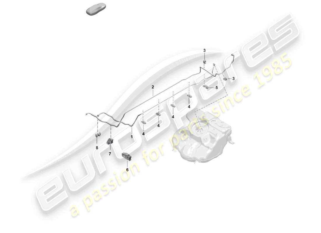 porsche 2020 (718 cayman) línea de combustible delantera sistema de suministro de combustible diagrama de piezas