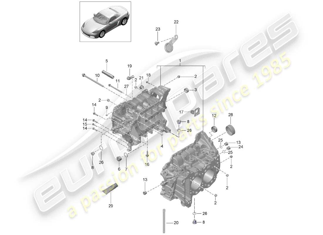 porsche 2017 (718 boxster) diagrama de piezas del carter
