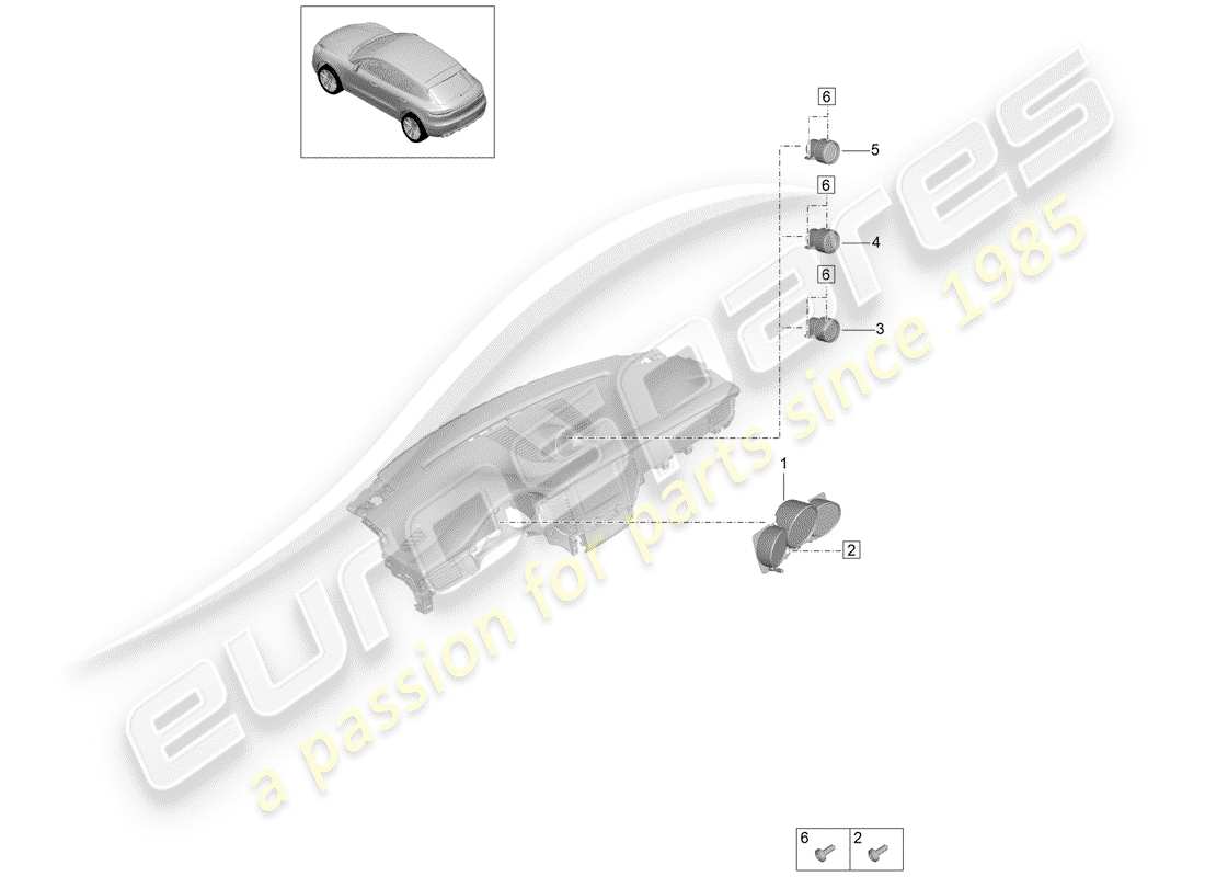 porsche 2019 (macan) diagrama de piezas del grupo de instrumentos