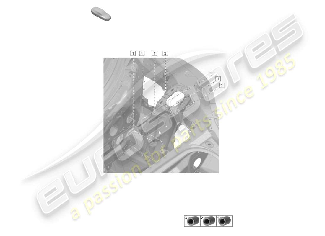 porsche 2019 (992-1) montaje del puntal de suspensión extremo delantero diagrama de piezas