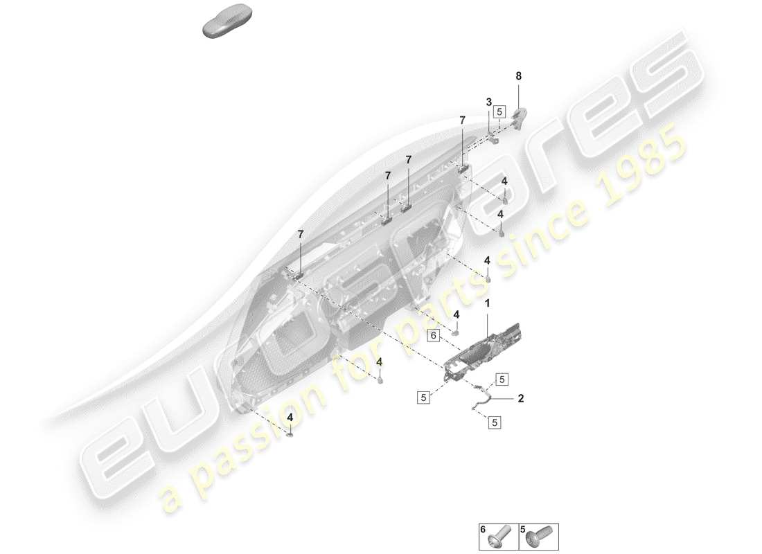 porsche 2020 (992-1) diagrama de piezas del panel de puerta