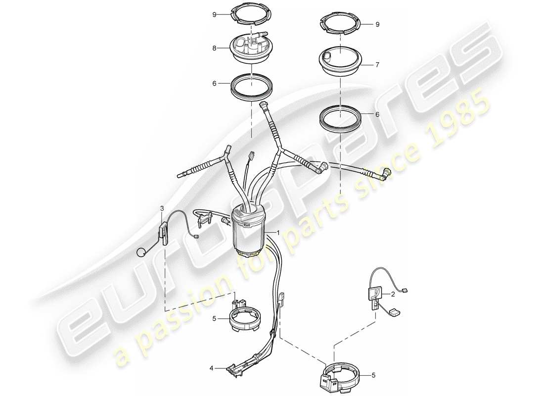 porsche 2008 (cayenne e1 9pa) diagrama de piezas del tanque de combustible