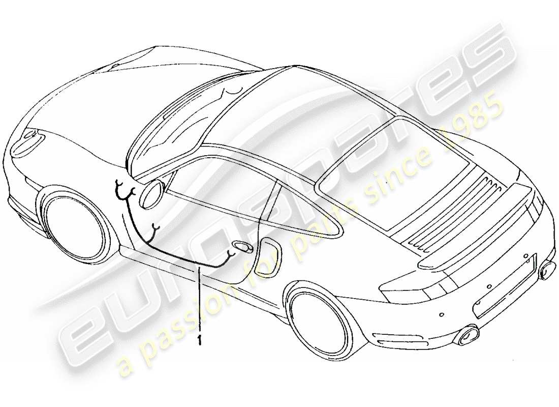 porsche 2003 (996 turbo / gt2) arneses de cableado - puerta del conductor - puerta del pasajero - control superior convertible - subchasis diagrama de piezas