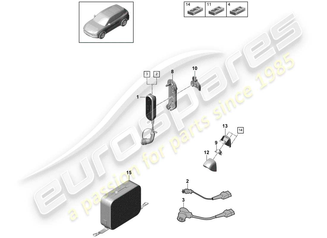 porsche 2020 (cayenne e3 9ya/9yb) cable de carga para carga pagina de inicio diagrama de piezas