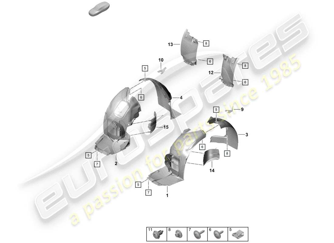 porsche 2020 (718 boxster spyder) adornos diagrama de piezas