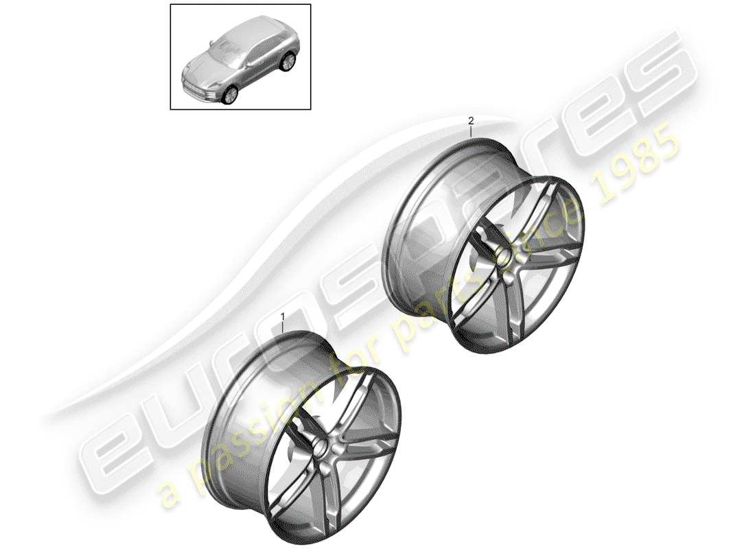 porsche 2020 (macan) diagrama de piezas de la rueda de aleación