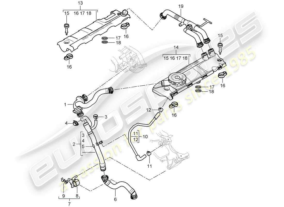 porsche 2008 (cayenne e1 9pa) diagrama de piezas del carter