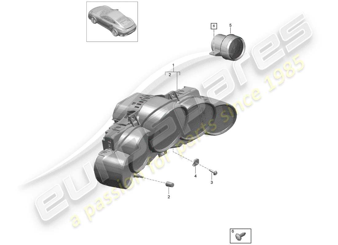 porsche 991 turbo (2019) diagrama de piezas del grupo de instrumentos