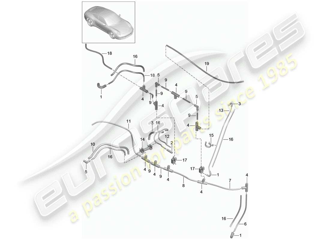 porsche 2015 (991-1) sistema de vacío diagrama de piezas