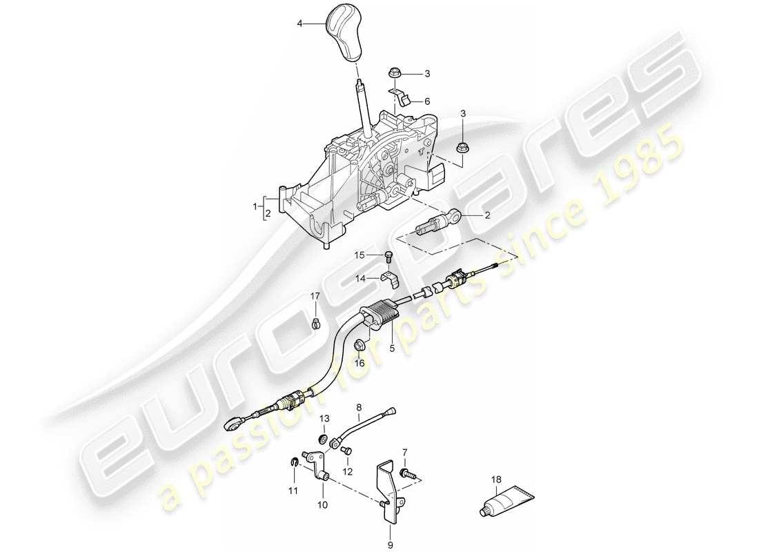 porsche 2008 (987 cayman) palanca selectora diagrama de piezas