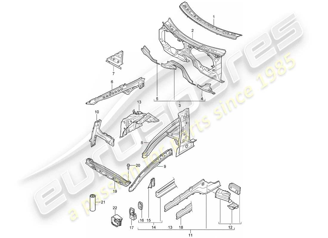 porsche 2008 (cayenne e1 9pa) interfaz diagrama de piezas