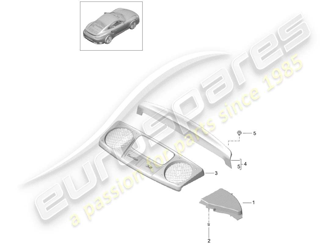 porsche 2017 (991-2 turbo) recubrimiento diagrama de piezas