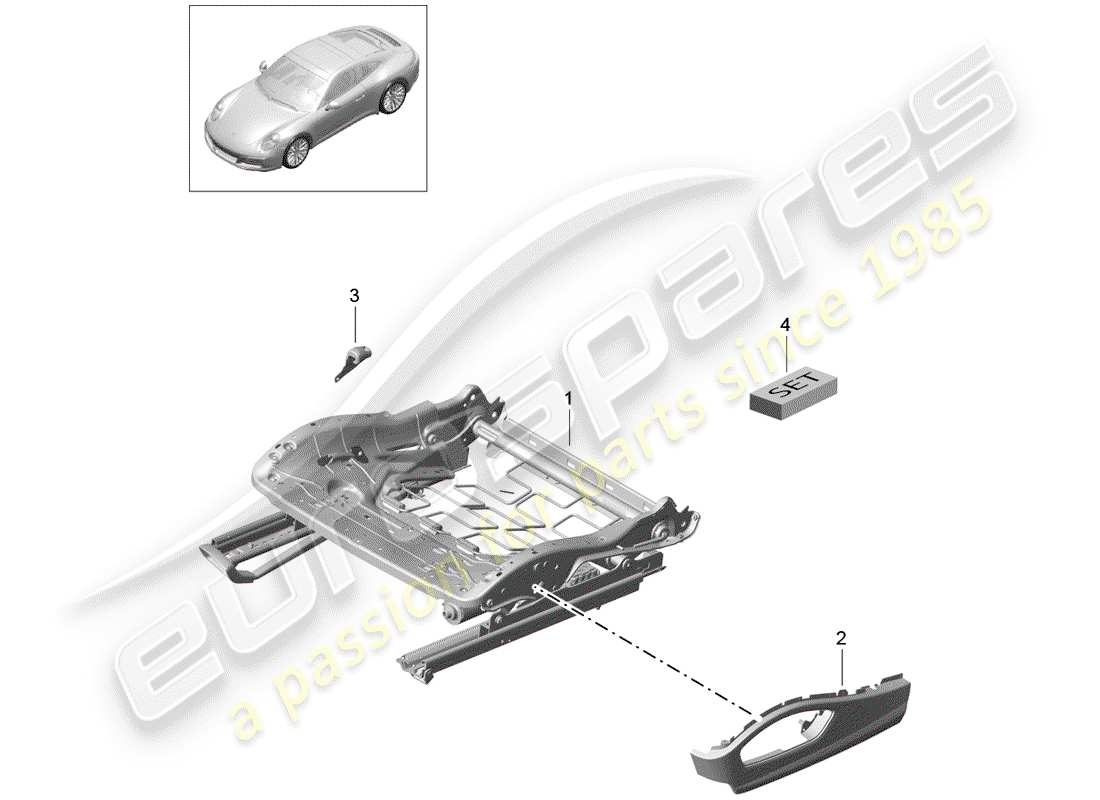 porsche 2017 (991-2) estructura del asiento diagrama de piezas