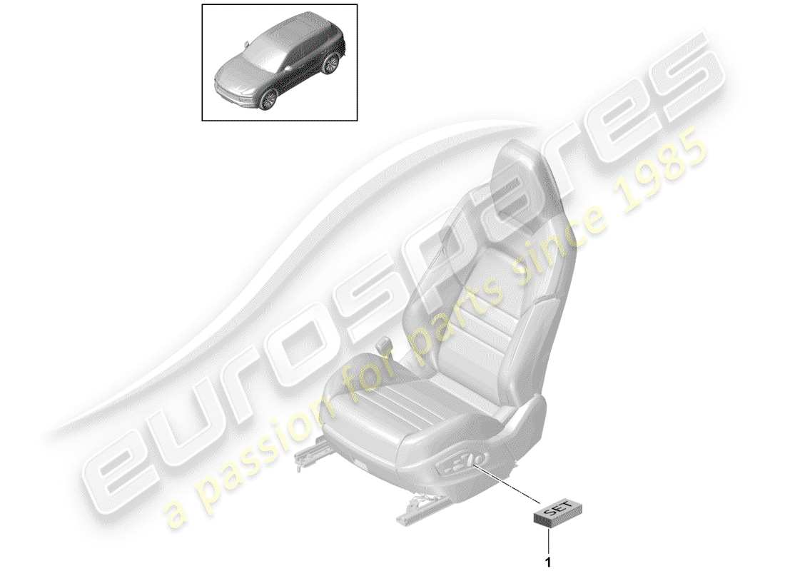 porsche 2020 (cayenne e3 9ya/9yb) kit de reparación para asiento del pasajero diagrama de piezas