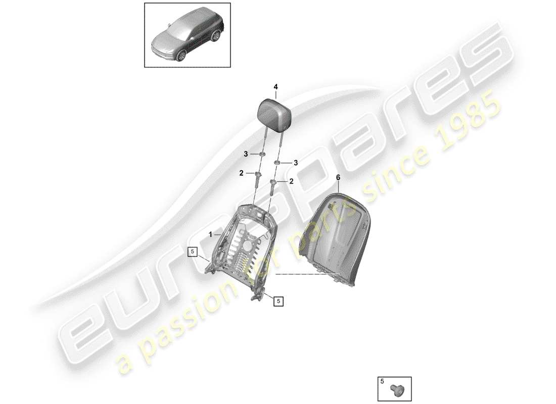porsche 2020 (cayenne e3 9ya/9yb) estructura - respaldo diagrama de piezas