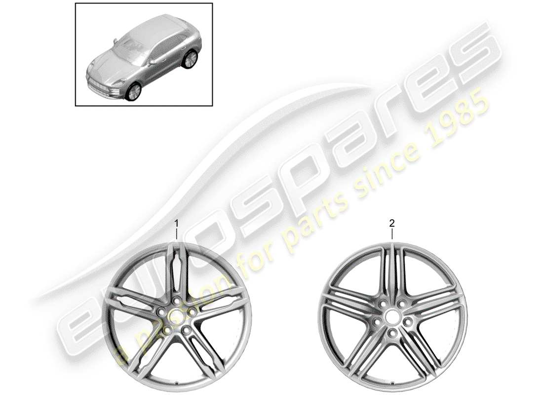 porsche 2019 (macan) diagrama de piezas de la rueda de aleación