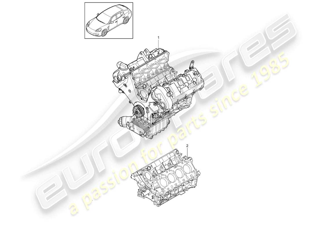 porsche 2010 (cayenne e1 9pa) motor base bloque corto diagrama de piezas
