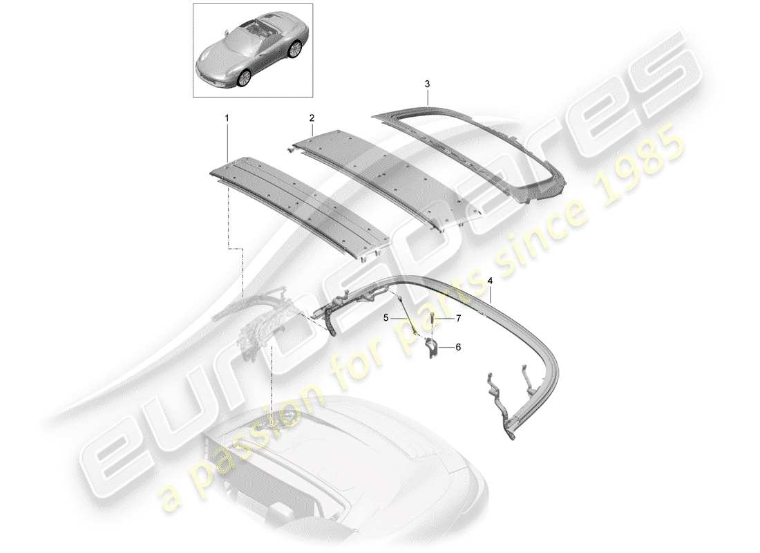 porsche 2015 (991-1) marco superior diagrama de piezas