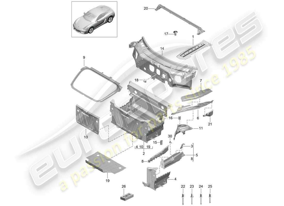 porsche cayman 981 (2015) interfaz diagrama de piezas