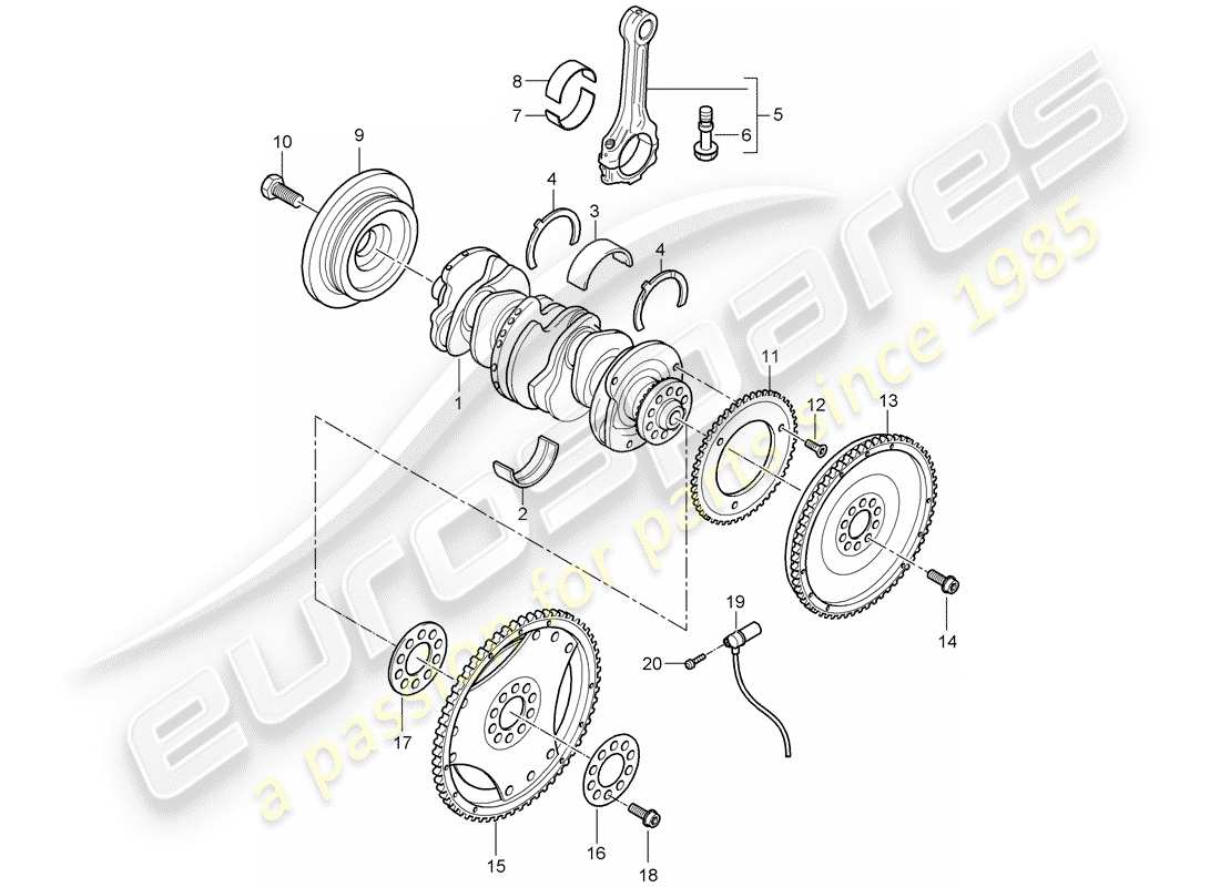 porsche 2008 (cayenne e1 9pa) cigüeñal diagrama de piezas