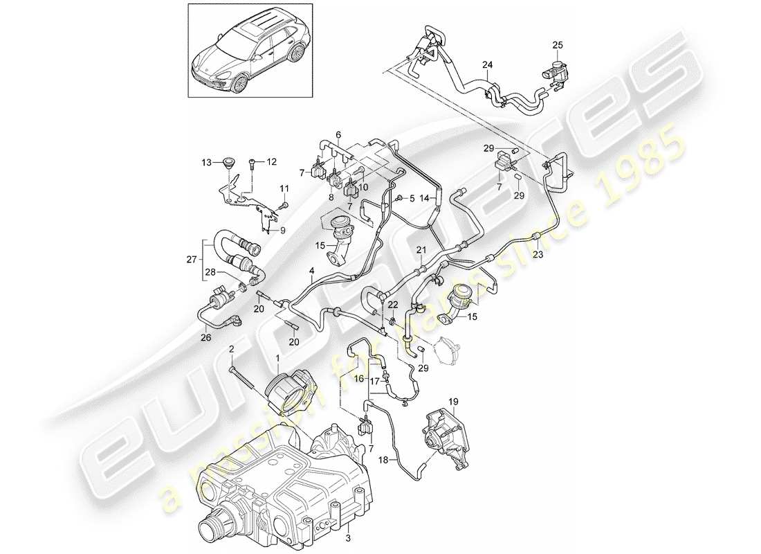 porsche cayenne e2 (2012) diagrama de piezas del cuerpo del acelerador