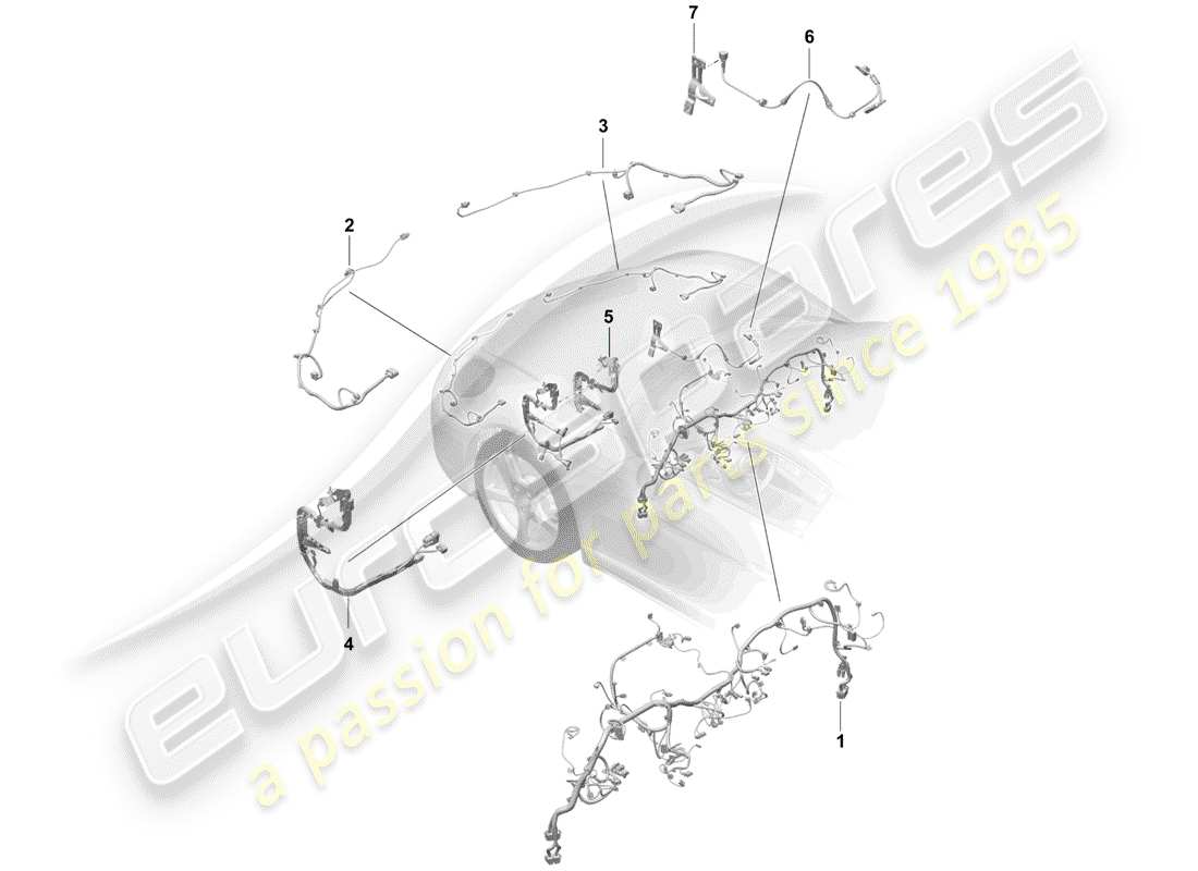 porsche 2019 (718 boxster spyder) arneses de cableado diagrama de piezas
