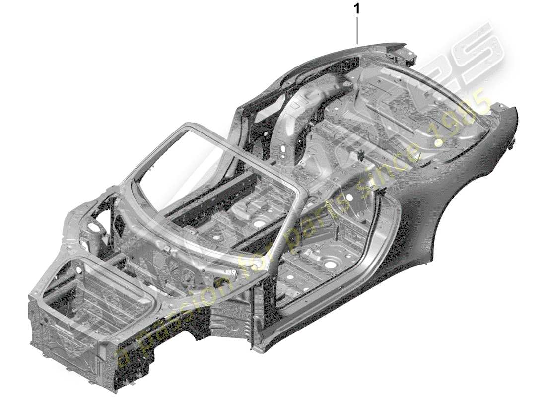 porsche 991r/gt3/rs (2019) diagrama de piezas de la carrocería del coche