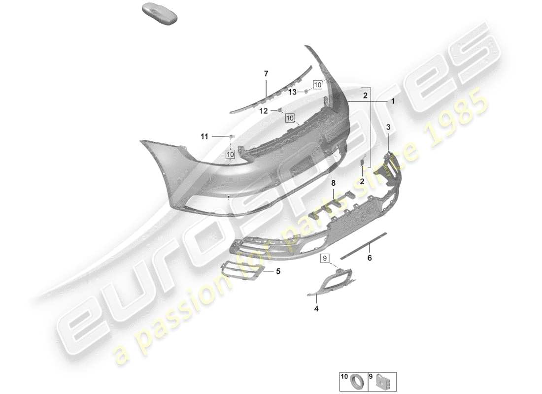 porsche 2020 (992-1) parachoque diagrama de piezas