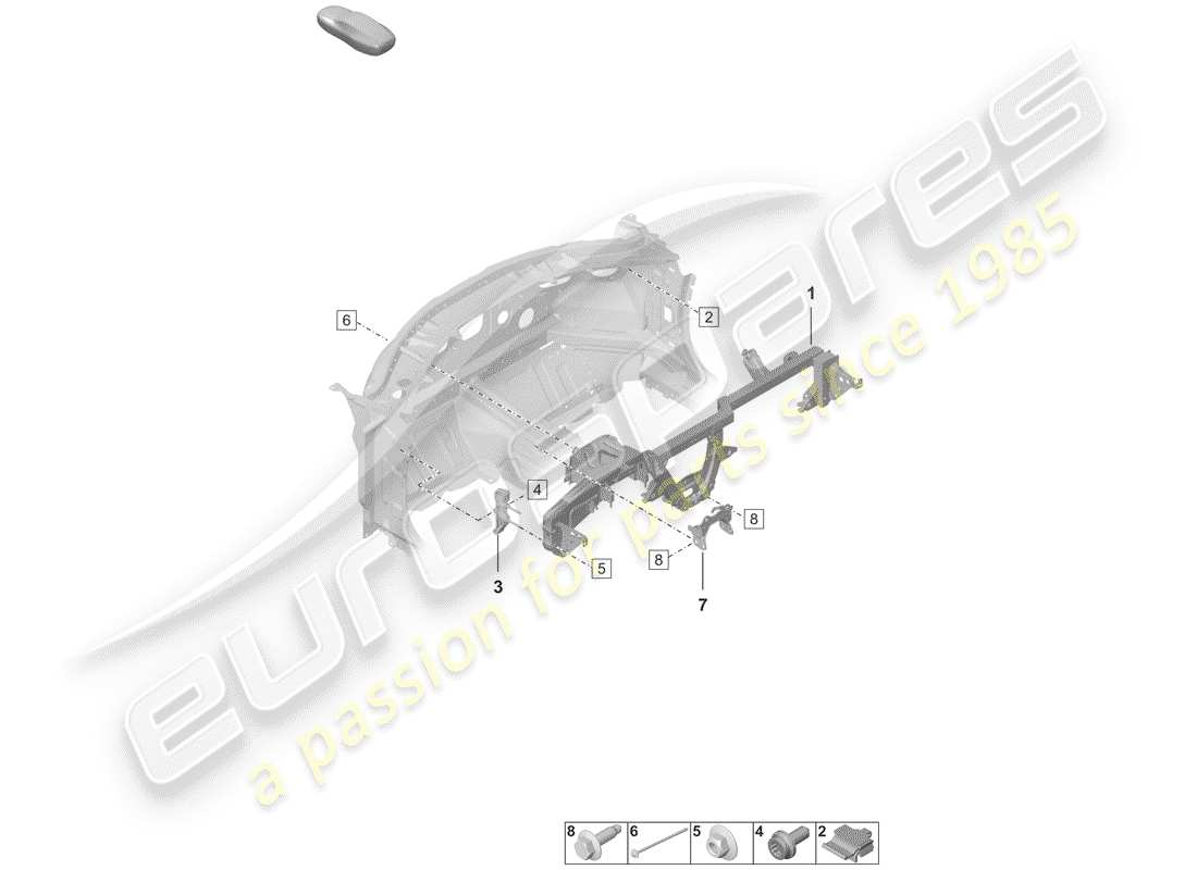 porsche 2020 (992-1) soporte del salpicadero diagrama de piezas