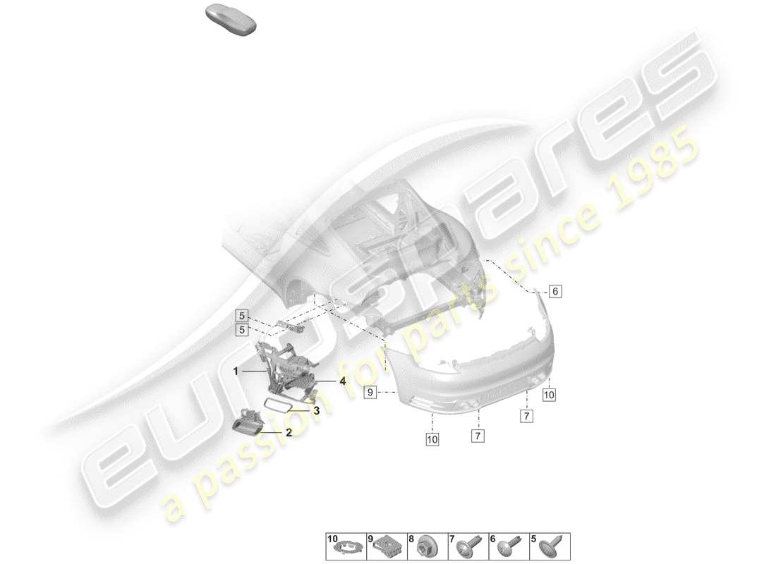 porsche 2019 (992-1) parachoque diagrama de piezas