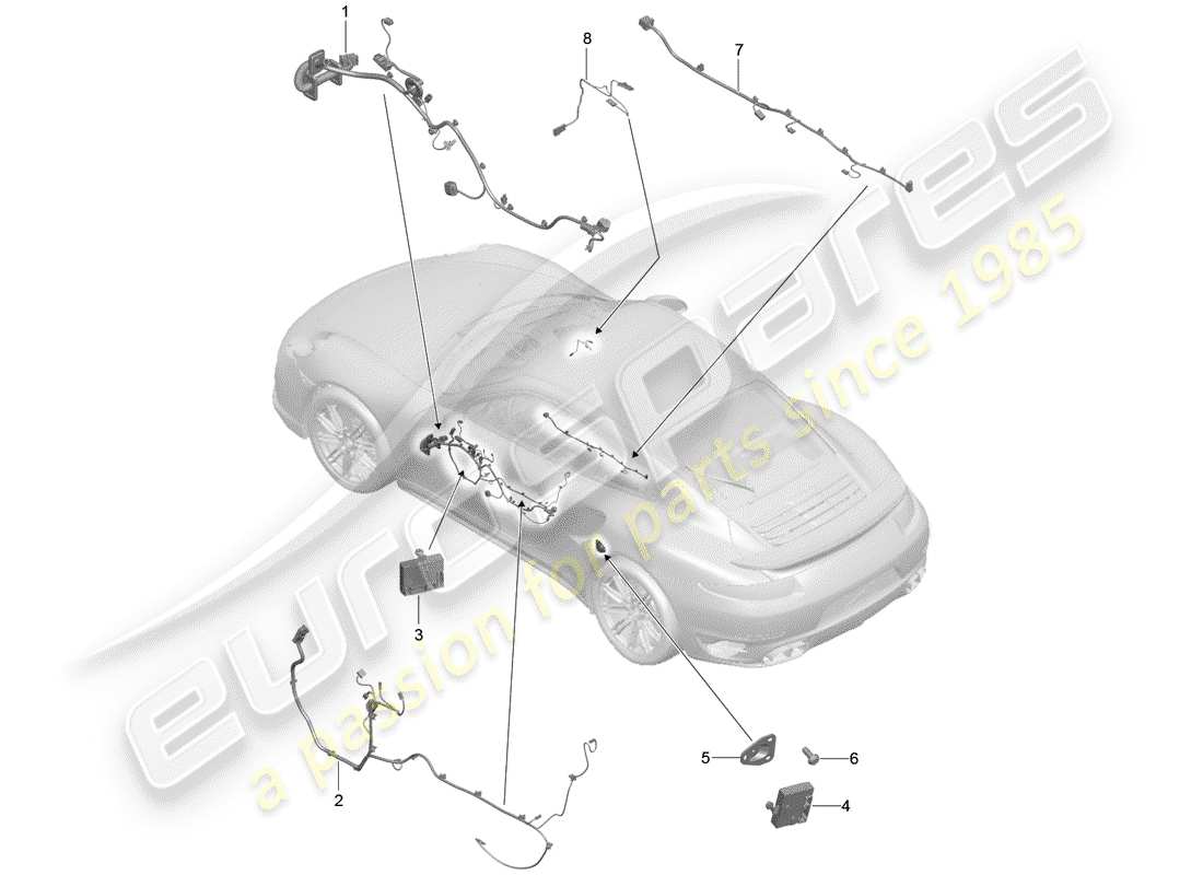 porsche 2020 (991-2 turbo) arneses de cableado diagrama de piezas