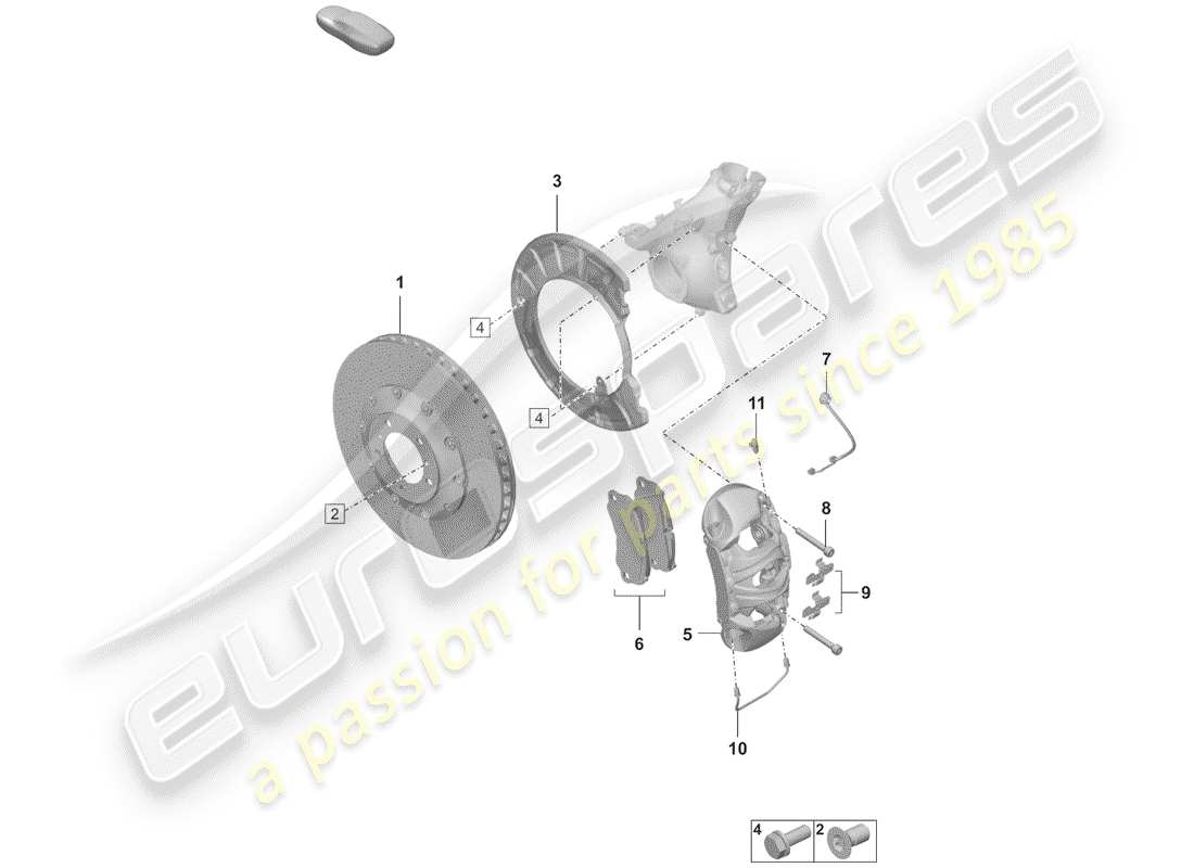 porsche 2020 (992-1) frenos de disco diagrama de piezas