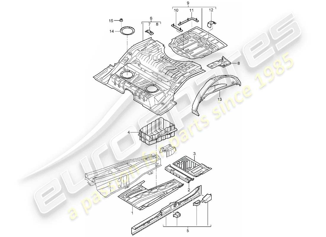 porsche 2003 (cayenne e1 9pa) placas de piso diagrama de piezas