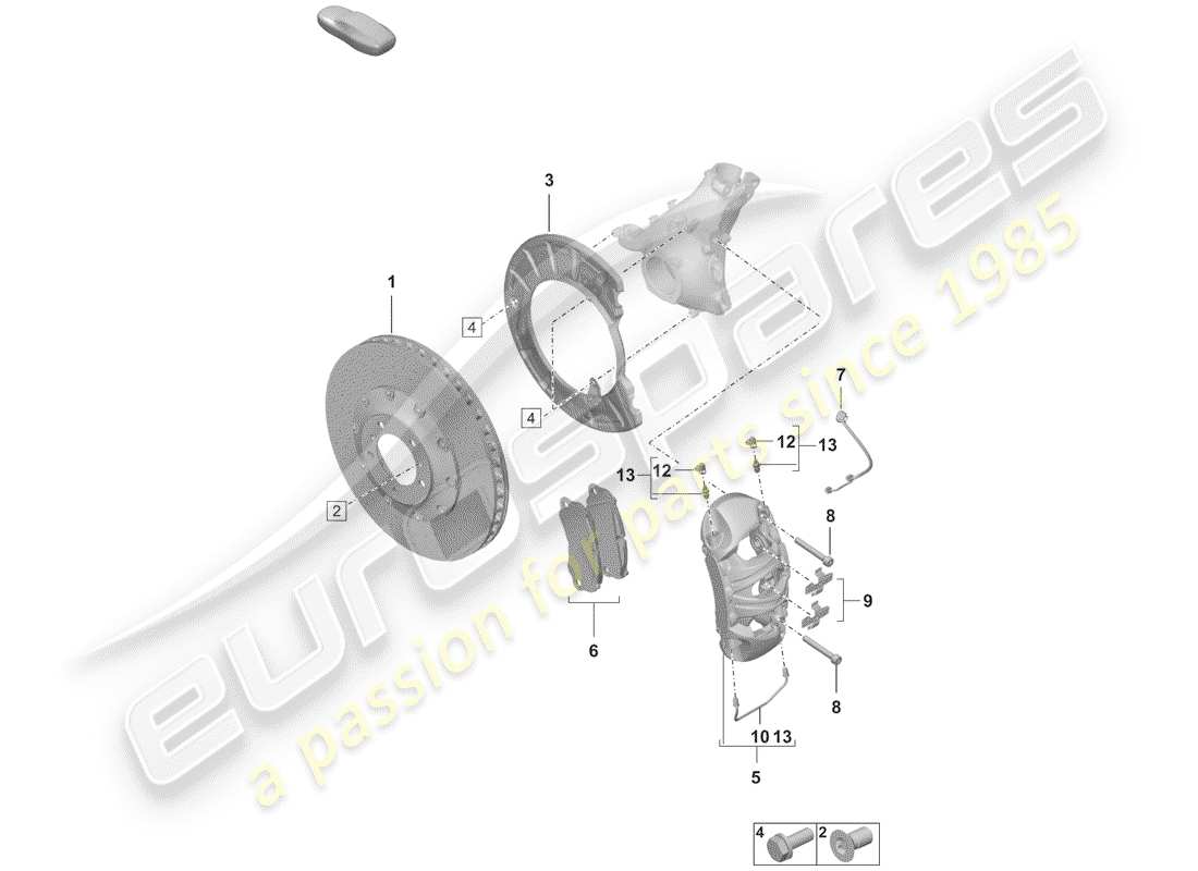 porsche 2019 (992-1) frenos de disco diagrama de piezas