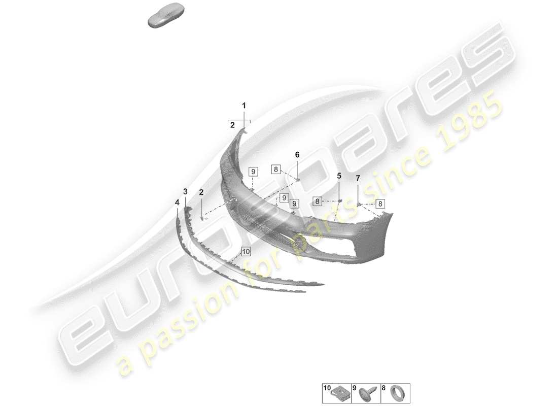 porsche 2019 (992-1) parachoque diagrama de piezas