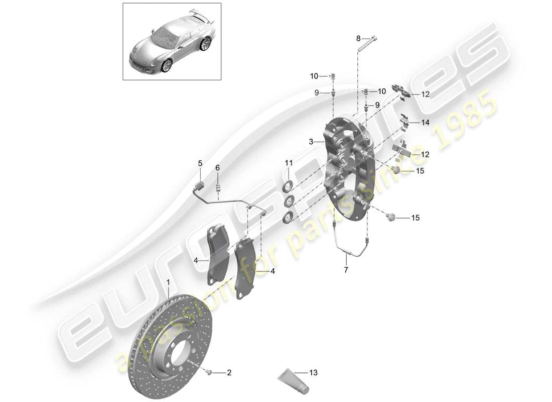 porsche 2020 (991-2 r/gt3/rs) frenos de disco diagrama de piezas