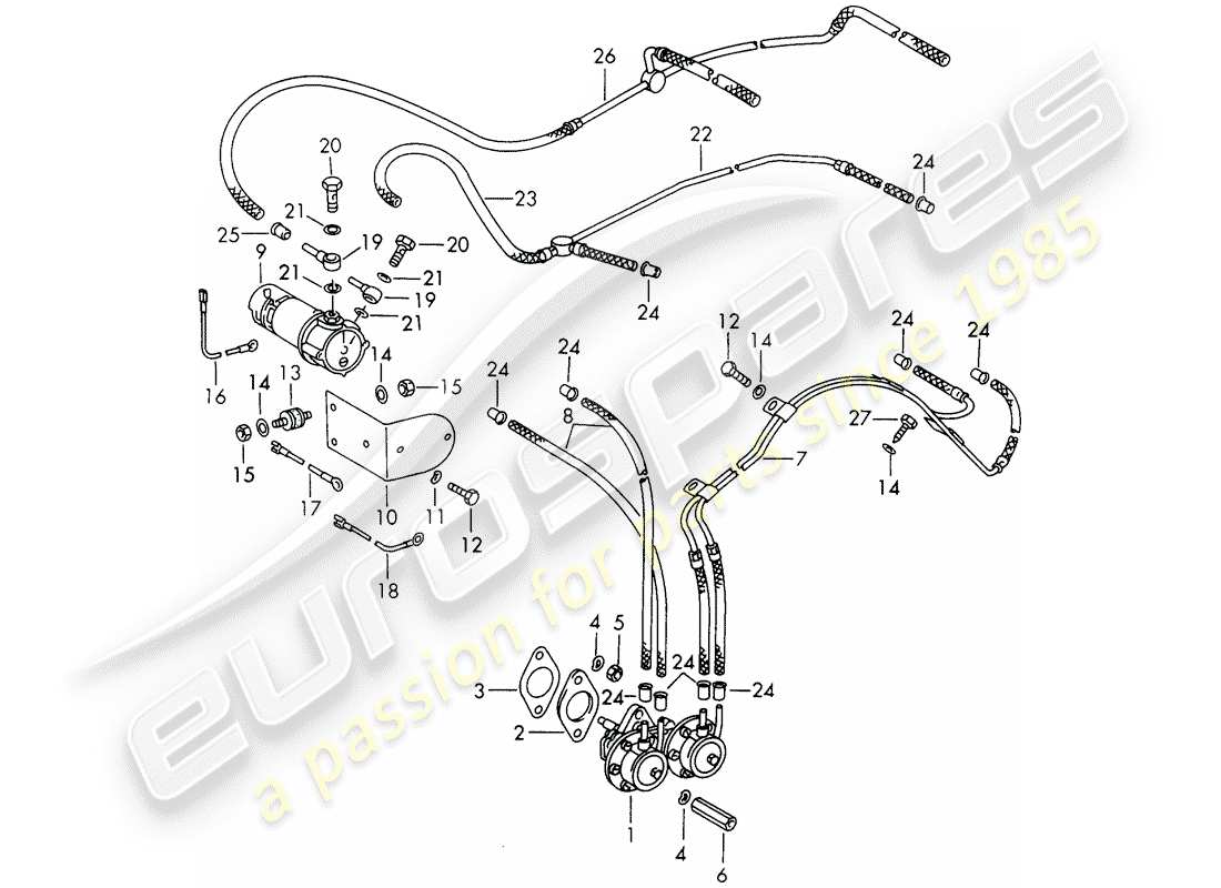 porsche 1968 (911/912) bomba de combustible - d >> - mj 1968 diagrama de piezas