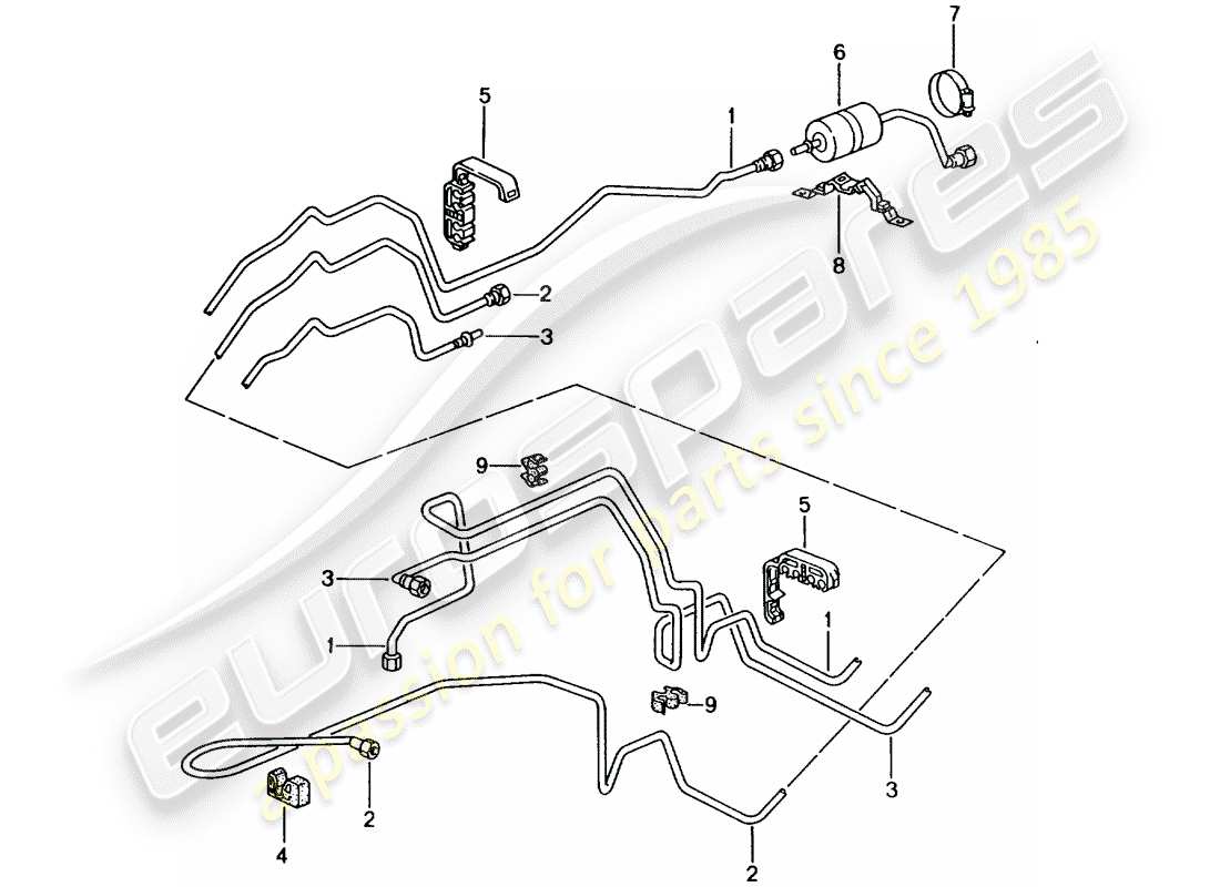 porsche 2005 (996) línea de combustible - sistema de suministro de combustible diagrama de piezas