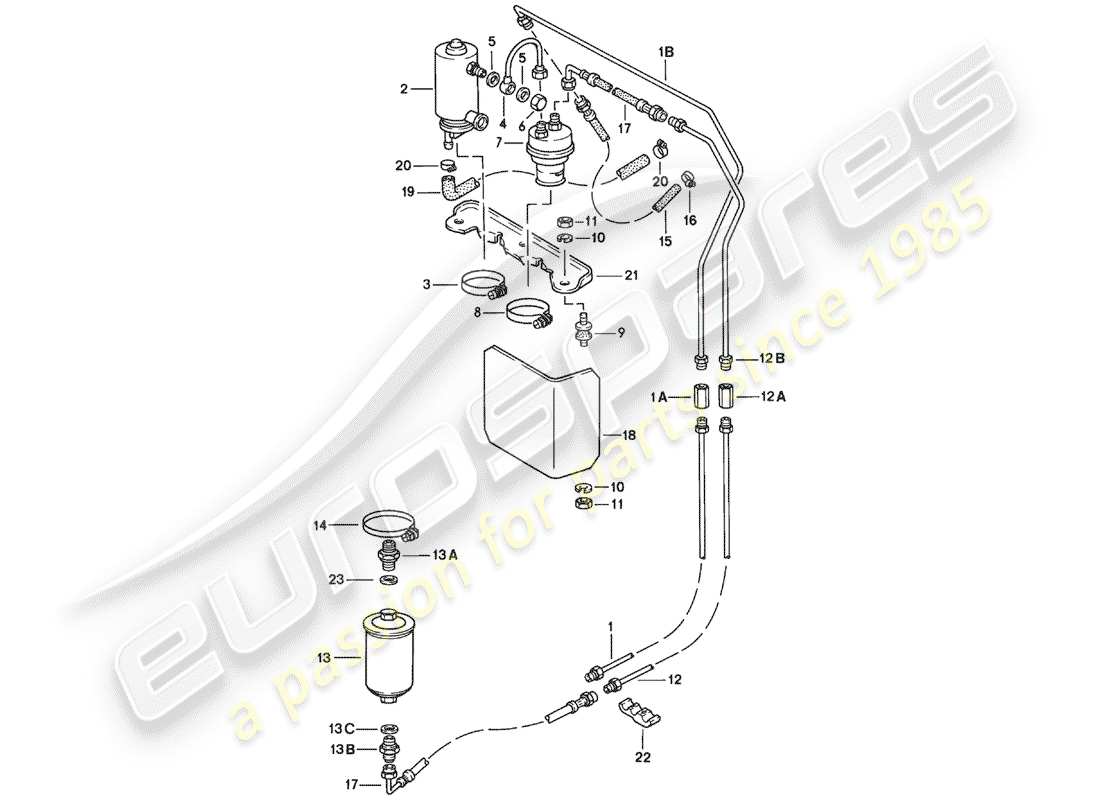 porsche 1978 (924) sistema de combustible - f >> 92-46104 800 diagrama de piezas
