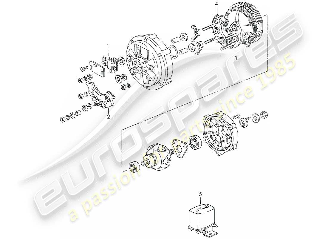 porsche 1972 (911) alternador diagrama de piezas