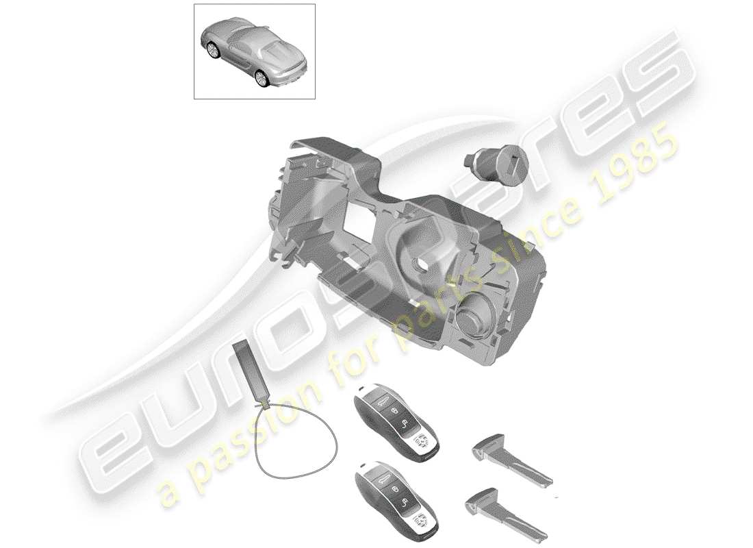 porsche 2016 (981 boxster spyder) diagrama de piezas del kit de reparación