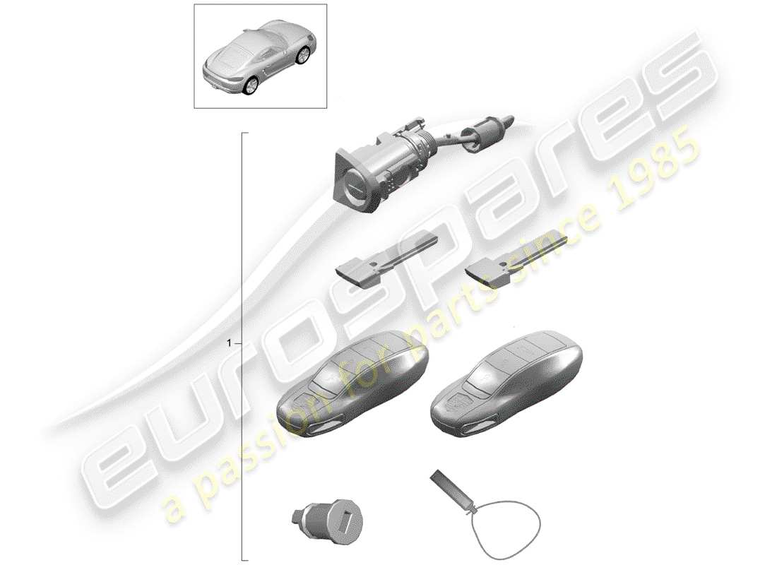 porsche 2017 (718 cayman) diagrama de piezas del kit de reparación
