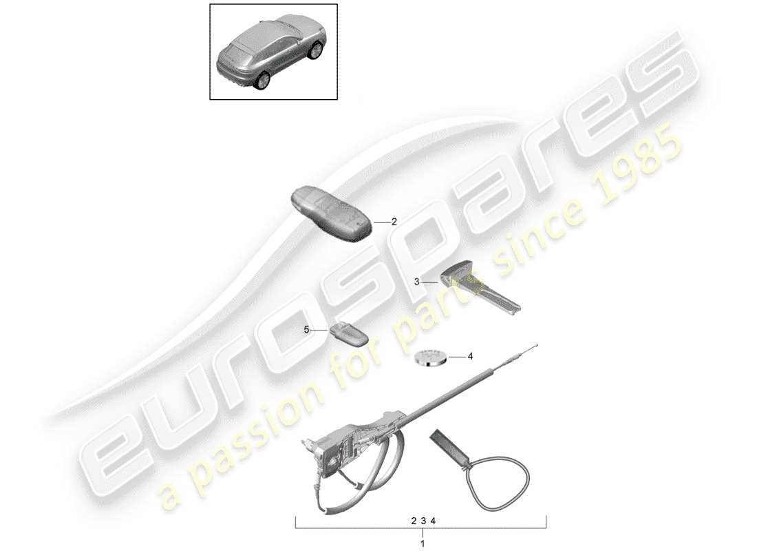 porsche 2019 (macan) 1 diagrama de piezas del juego de cerraduras