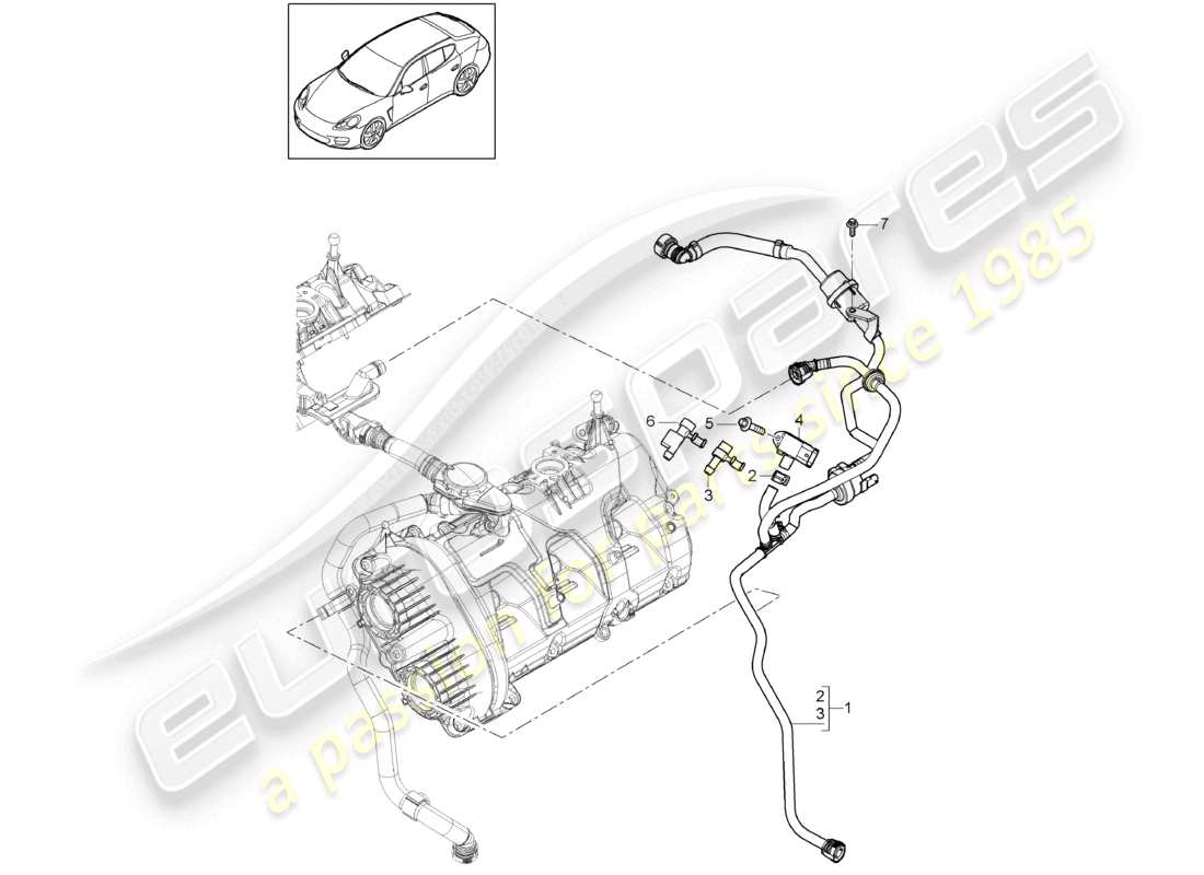 porsche 2012 (panamera 970) ventilación del tanque diagrama de piezas