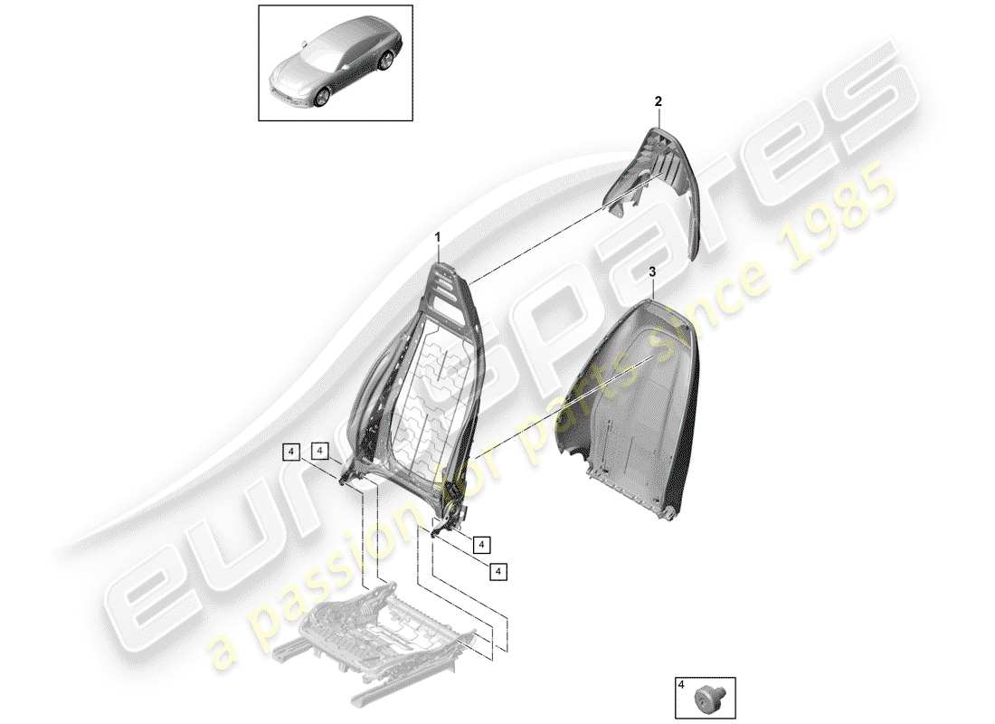 porsche 2020 (panamera 971-1) marco - respaldo diagrama de piezas