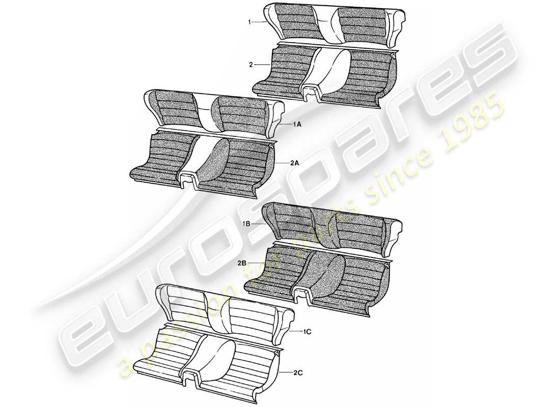 porsche 1981 (924) diagrama de piezas del asiento de emergencia