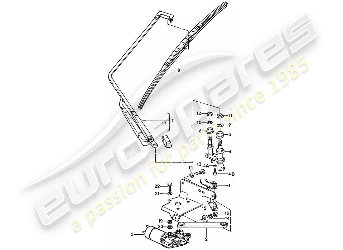 porsche 1982 (928) sistema de limpiaparabrisas diagrama de piezas